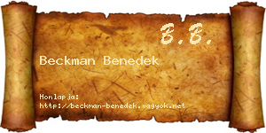 Beckman Benedek névjegykártya